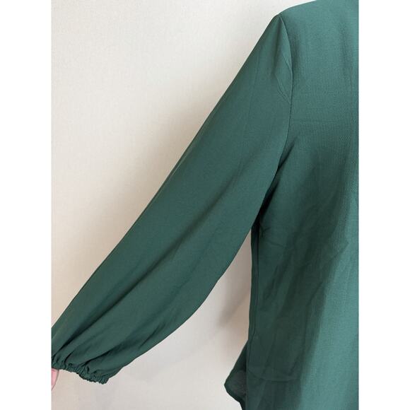 Belongsci Women's Sz XL NWT Blouse Long Sleeve V-Neck Dark Green Tunic Holidays - Picture 3 of 15